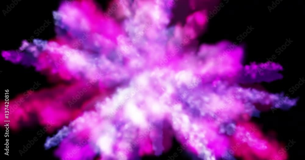 Colorful smoke particles explosion on black background Colorful smoke particles explosion on black background