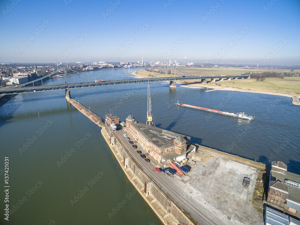 The historic harbour of Krefeld, aerial
