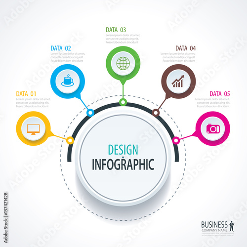 Abstract circle infographics number options template. Vector illustration background. Can be used for workflow layout, diagram, data, business step options, banner, web design.