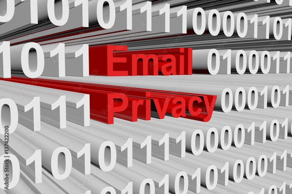 email privacy in the form of binary code, 3D illustration