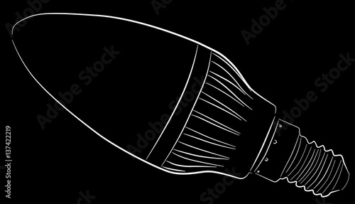 led electric lamp sketch isolated on black