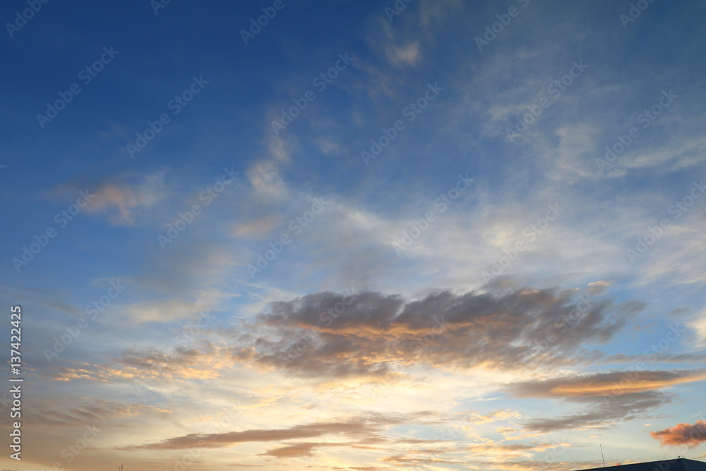 sky in sunset  and motion cloud, beautiful colorful evening nature  space for add text