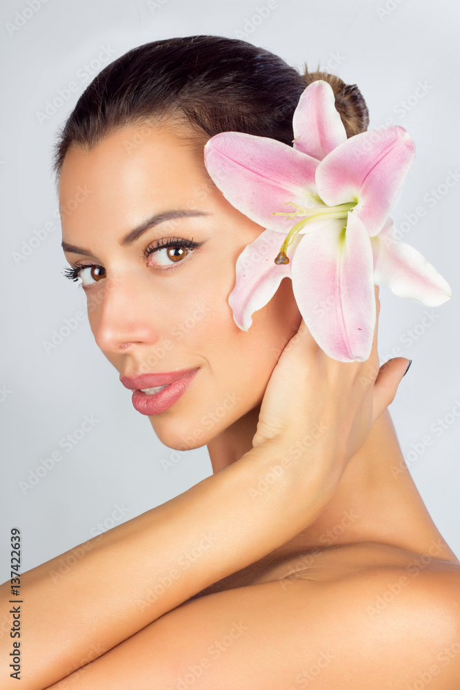 Beauty Portrait. Beautiful Spa Woman Touching her Face. Beauty Portrait. Beautiful Spa Woman Touching her Face.