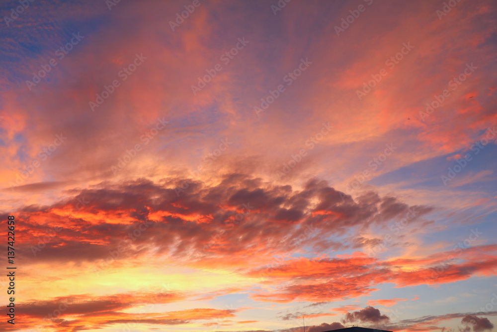 sky in sunset  and motion cloud, beautiful colorful evening nature  space for add text