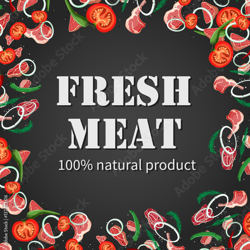 Set of meat food Isolated on white background