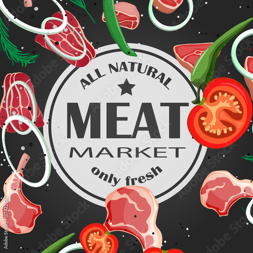 vector steak meat with pepper and rosemary