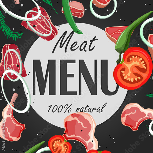 vector steak meat with pepper and rosemary