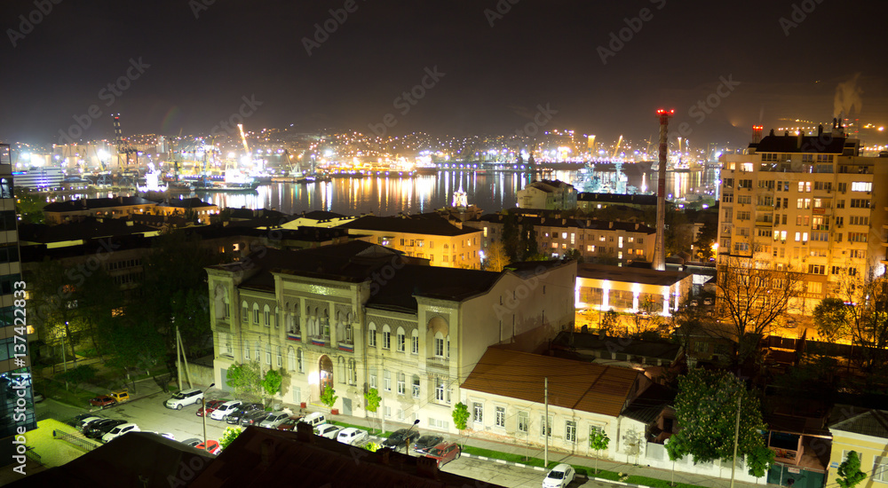 Views of Novorossiysk night. Novorossiysk is a major sea port in Russia Views of Novorossiysk night. Novorossiysk is a major sea port in Russia