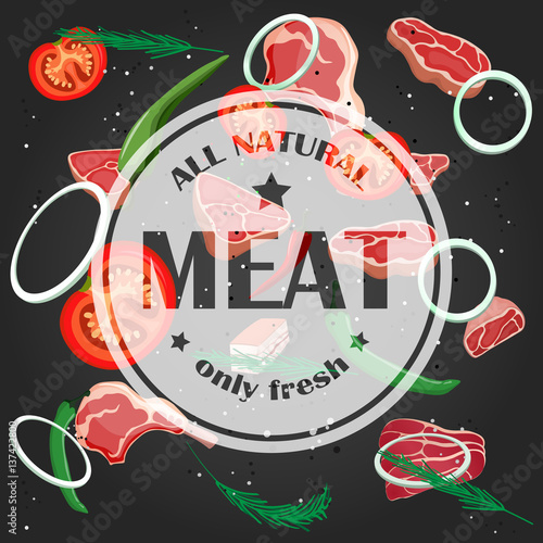 vector steak meat with pepper and rosemary