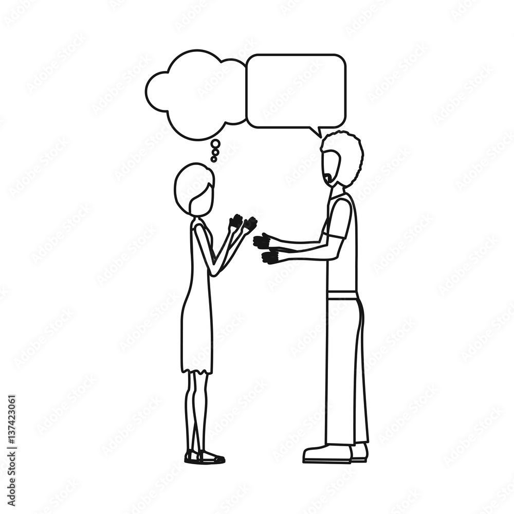 people couple together chat bubble icon, vector illustration people couple together chat bubble icon, vector illustration