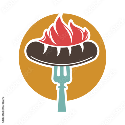 Barbecue or grill sausage ector icon
