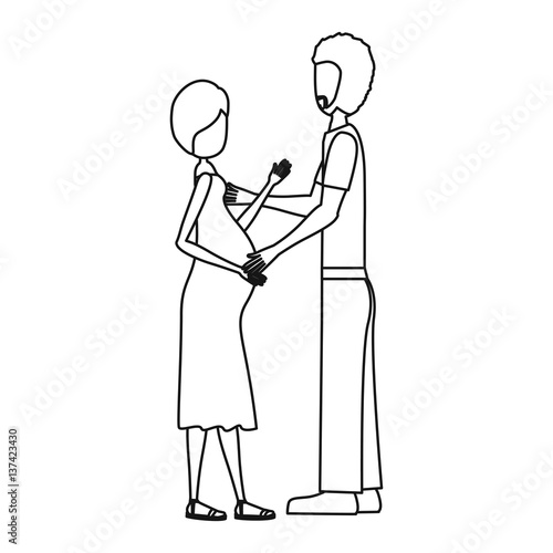 people pregnant woman and her husband icon, vector illustration