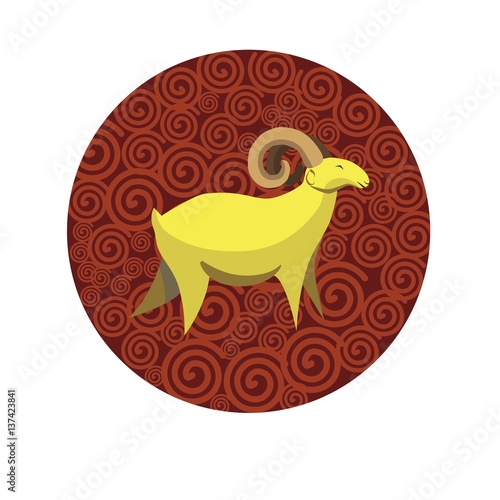 Chinese zodiac sign Goat vector horoscope icon or symbol