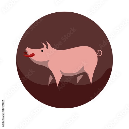Chinese zodiac sign Pig vector horoscope icon or symbol