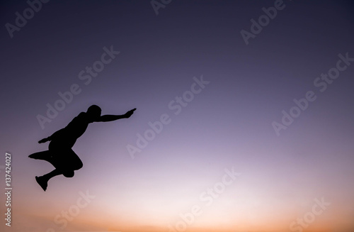 silhouette man Jump with happy © stcom
