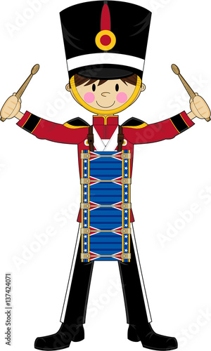 Cute cartoon Drumming Soldier