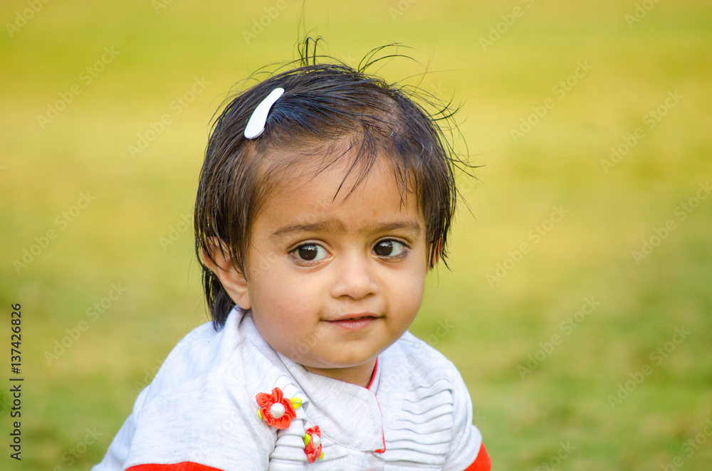 Portrait joyful pretty little girl with smile Portrait joyful pretty little girl with smile