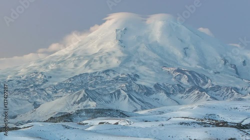 Wallpaper Mural Russia, timelapse. The formation and movement of clouds above the volcano Elbrus in the Caucasus Mountains in winter. Torontodigital.ca