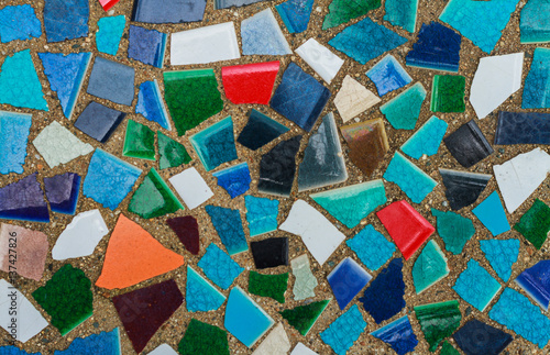 Multi-colored square mosaics close-up.