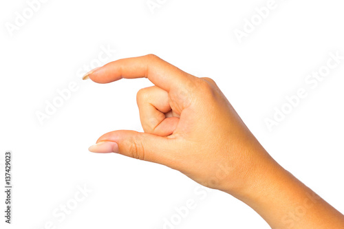 female hand on a white background