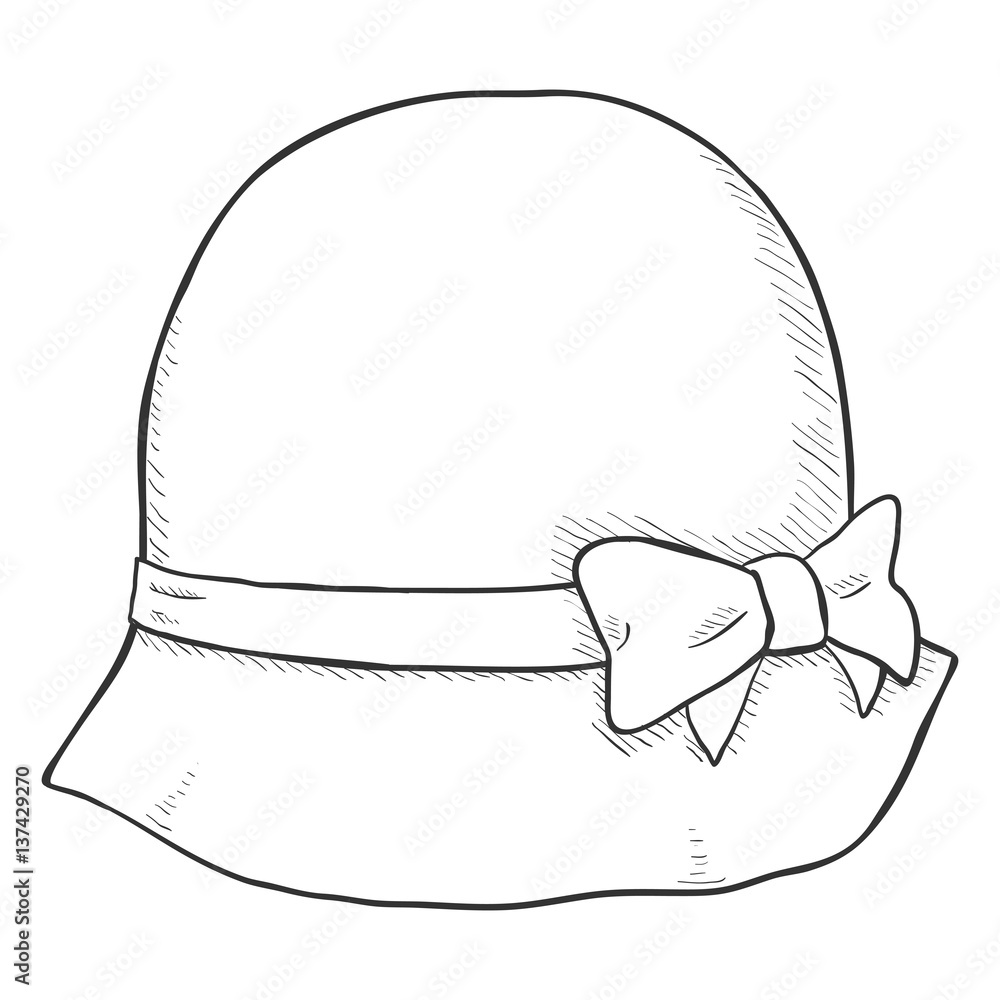 Vector Single Sketch Elegance Women Hat Vector Single Sketch Elegance Women Hat