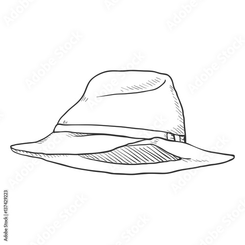 Vector Single Sketch Trilby Hat photo