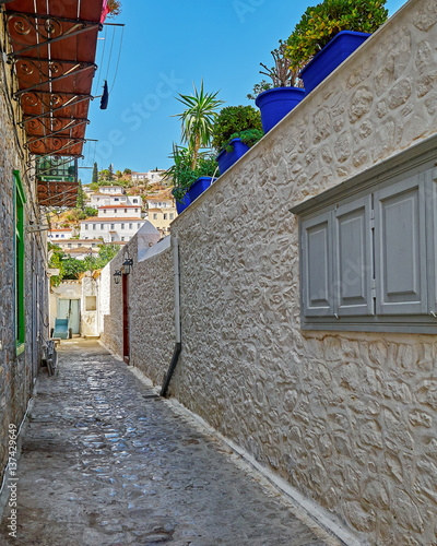 Hydra island, Greece, picturesque alley photo