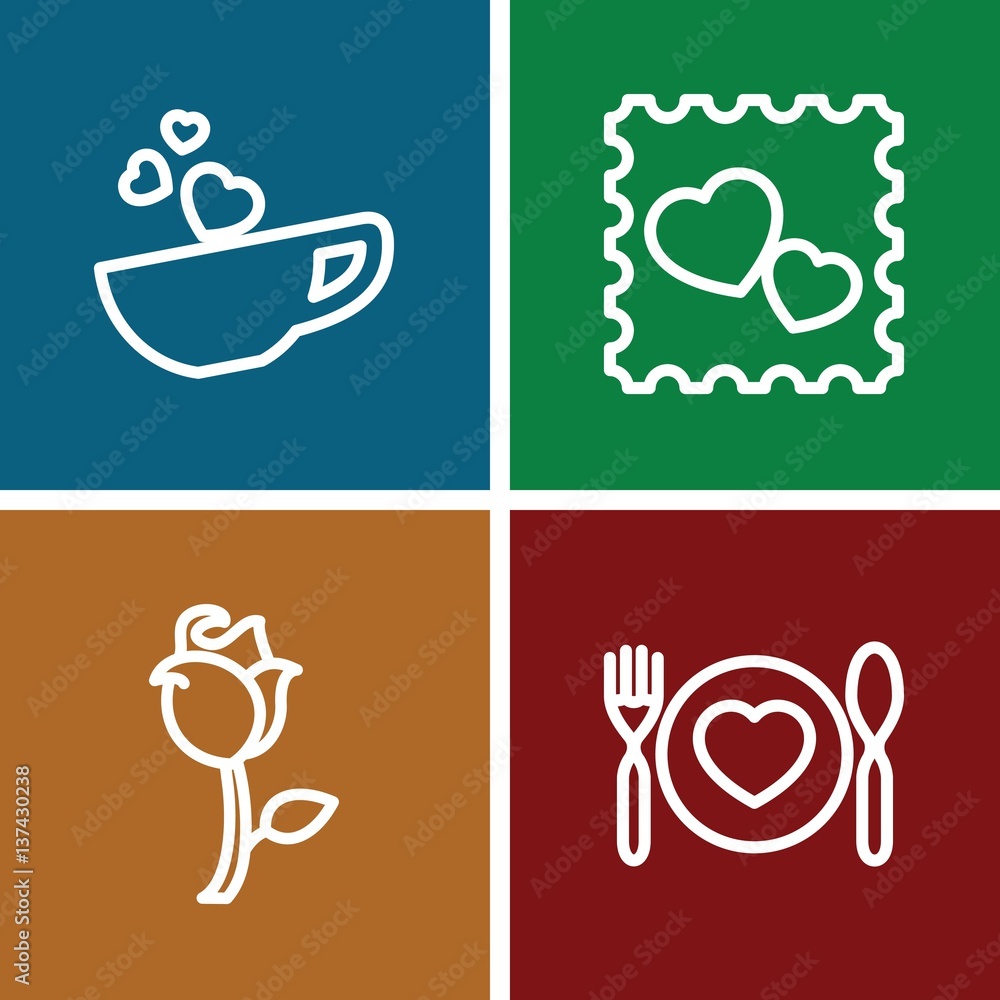 Set of 4 Love outline icons Set of 4 Love outline icons