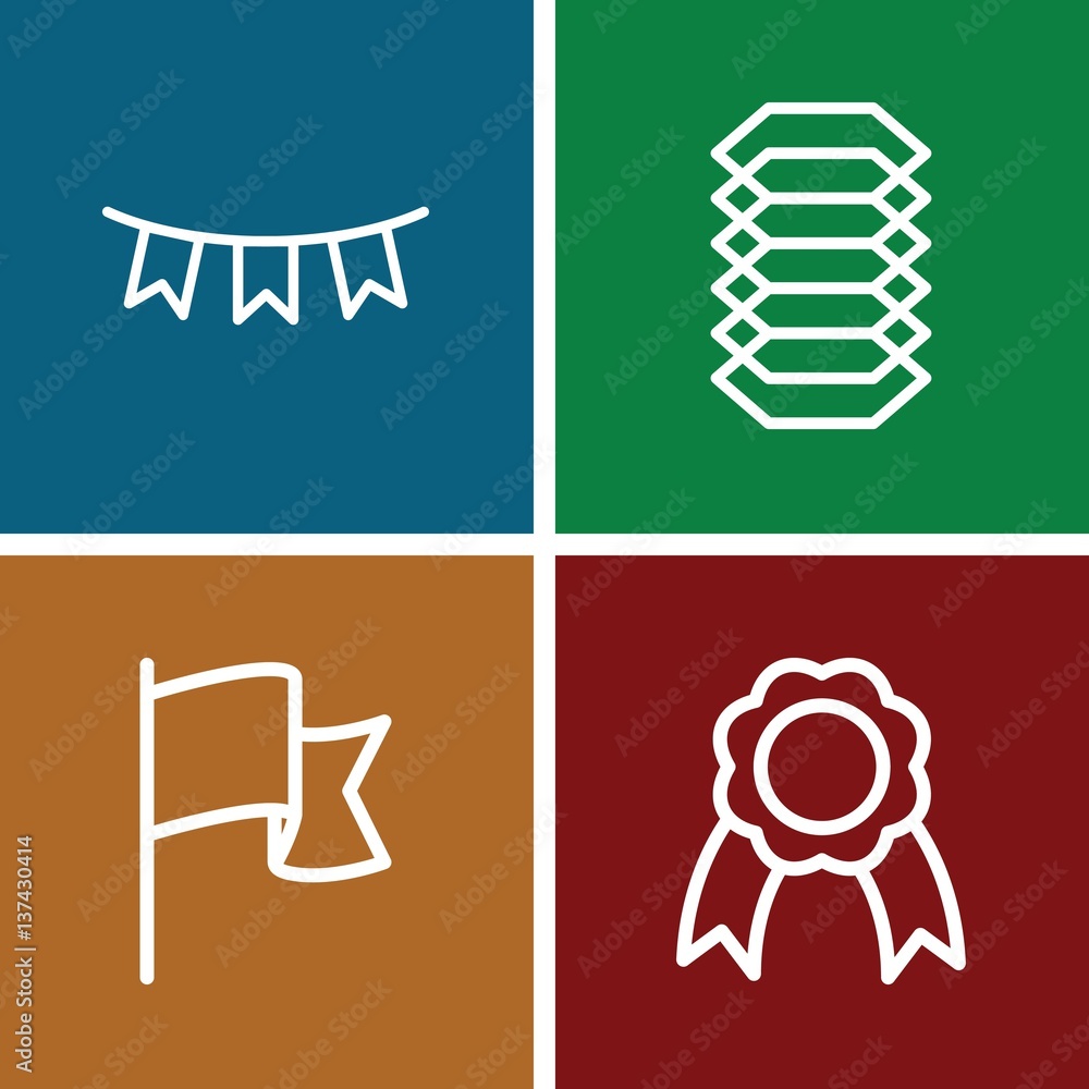 Set of 4 banner outline icons