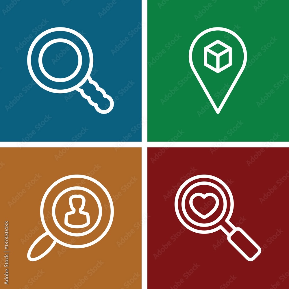 Set of 4 find outline icons Set of 4 find outline icons