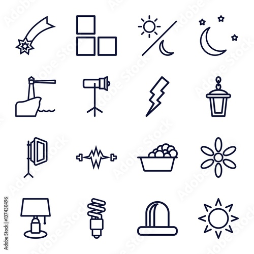 Set of 16 light outline icons photo