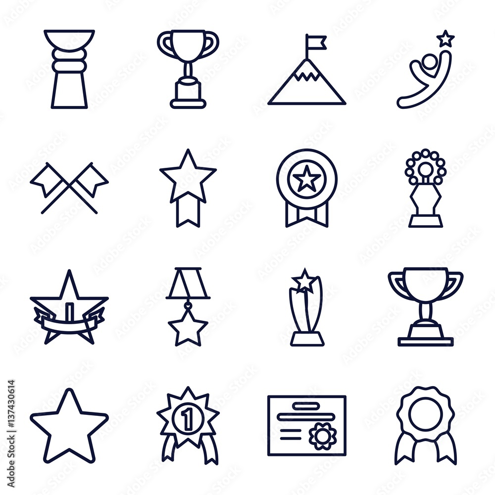 Set of 16 winner outline icons Set of 16 winner outline icons