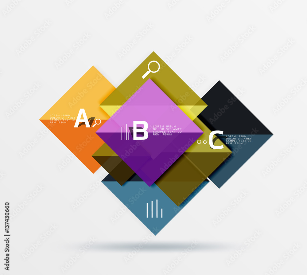 Modern flying square infographic Modern flying square infographic