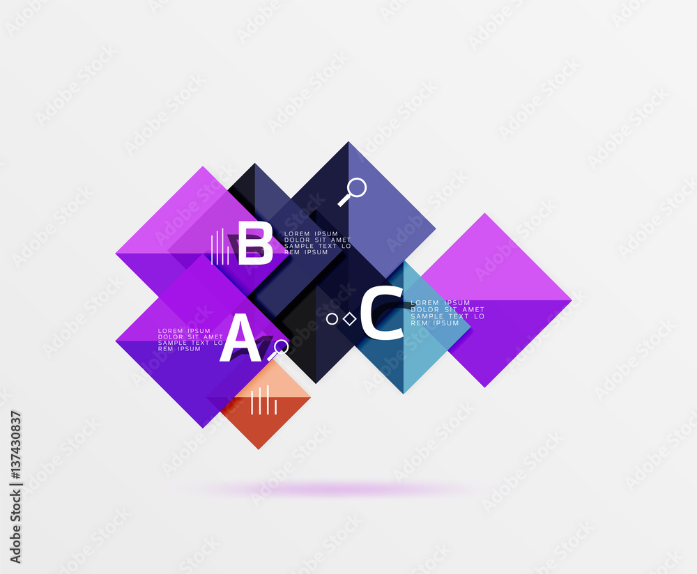 Modern flying square infographic Modern flying square infographic