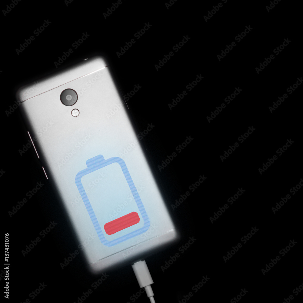 Phone charging. Hologram of battery. Phone charging. Hologram of battery.