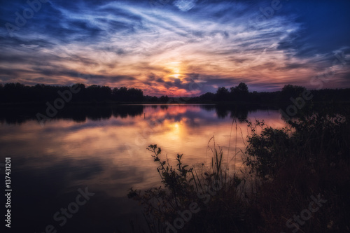 Sunset at lake Murner, Wackersdorf, Bavaria