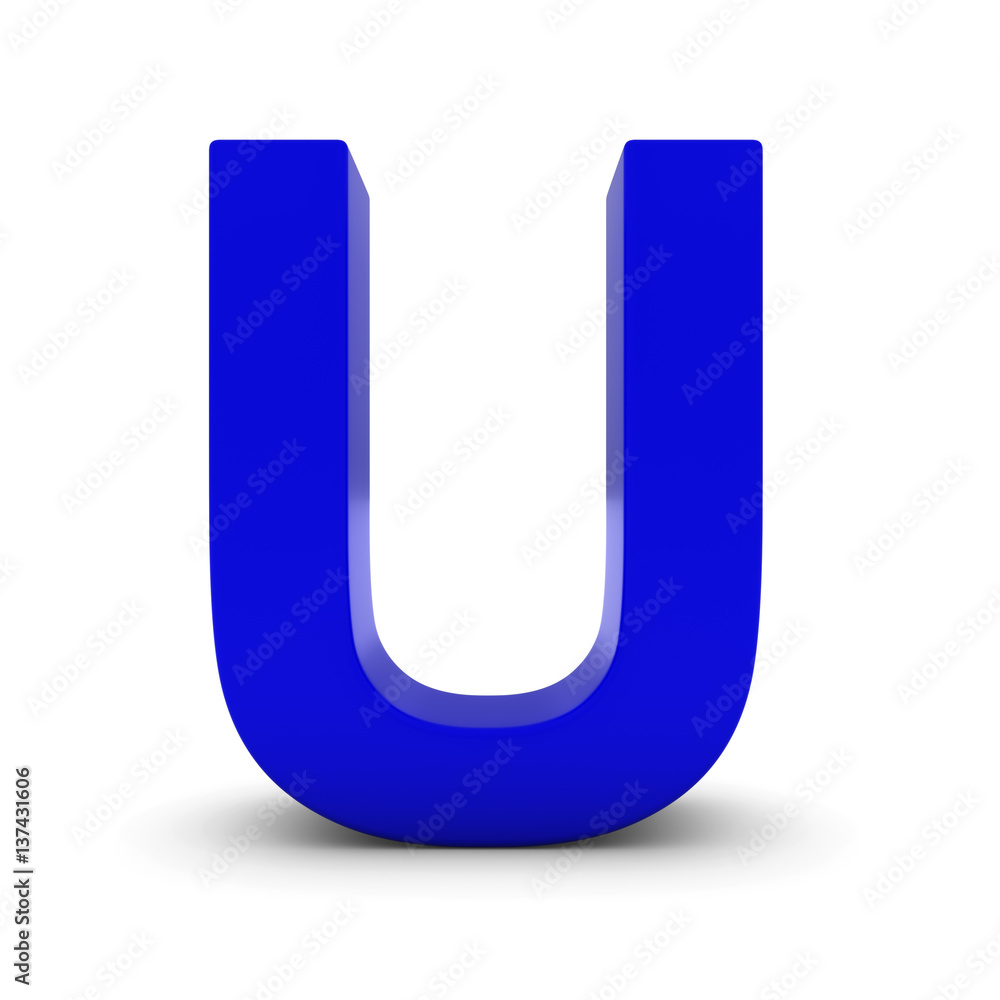 Blue Letter U Isolated on White with Shadows 3D Illustration Blue Letter U Isolated on White with Shadows 3D Illustration