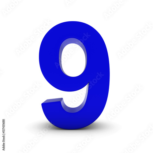 Free Download Blue Number Nine Isolated on White with Shadows 3D Illustration - GFXLoad