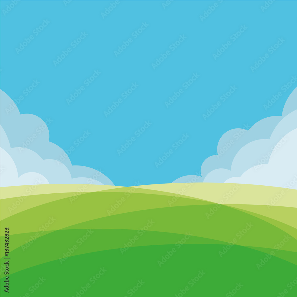 Abstract Summer landscape with clouds background