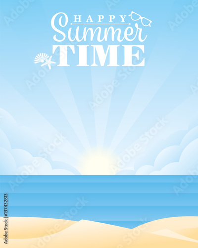 Summer sunrise at the sea vector illustration