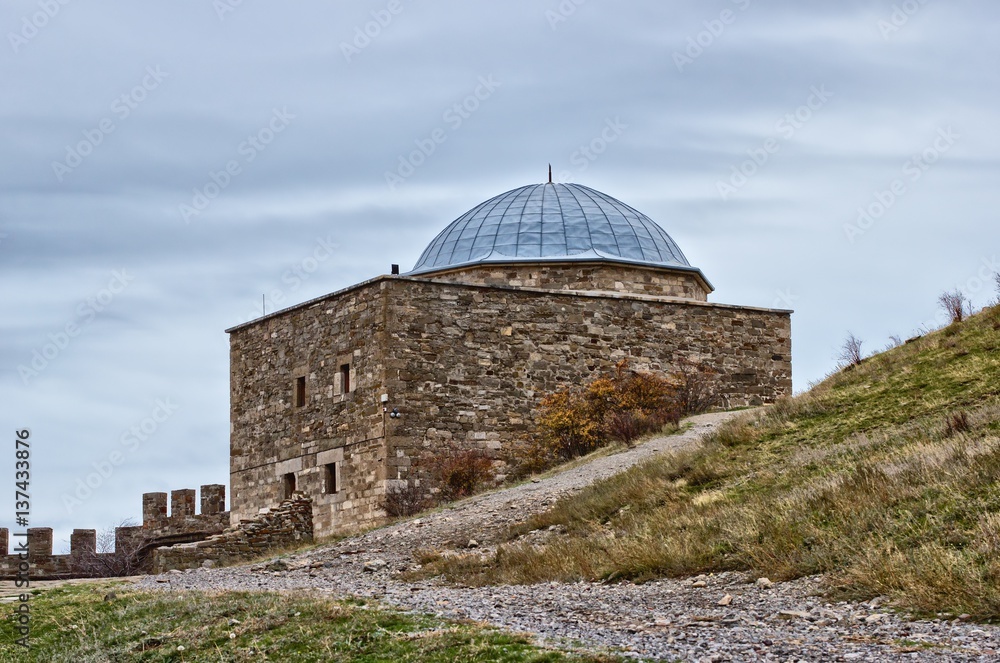Temple with arcade is in the Genoese fortress. Sudak, Crimea. Temple with arcade is in the Genoese fortress. Sudak, Crimea.