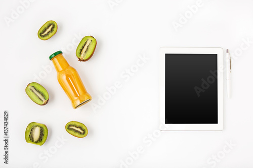 Detox drinks on white background photo