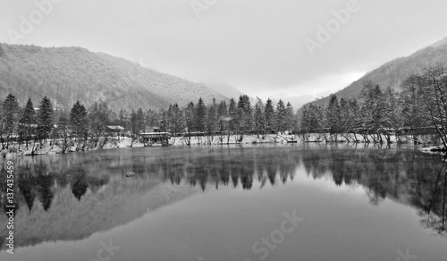 Mountain Lake in black and white