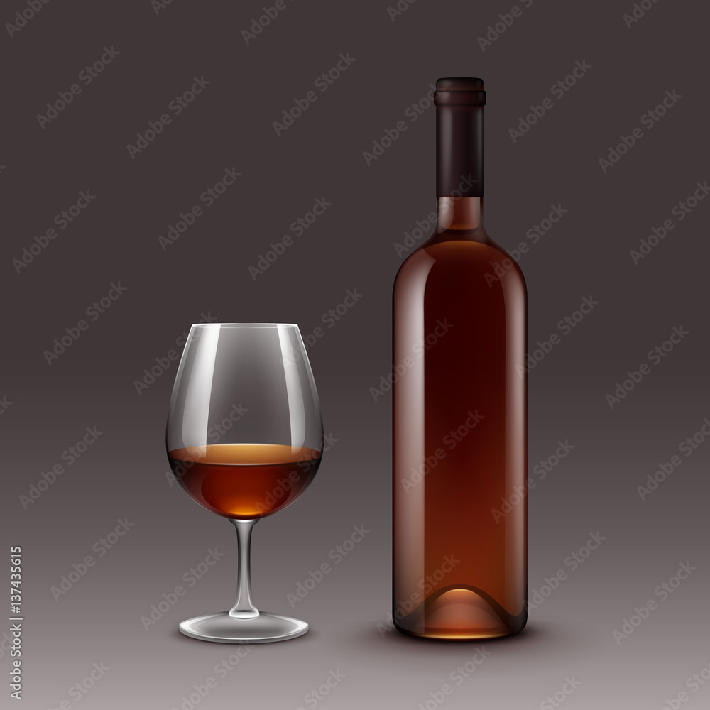 Vector Set of Wine Bottles and Glasses Isolated on Background Vector Set of Wine Bottles and Glasses Isolated on Background