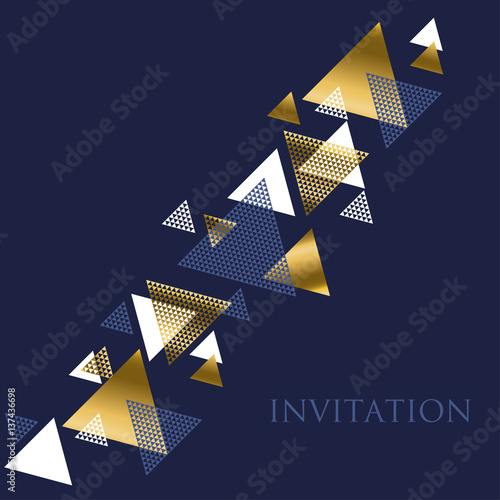 Geometry motif in art deco luxury vector illustration. Abstract triangle comp...