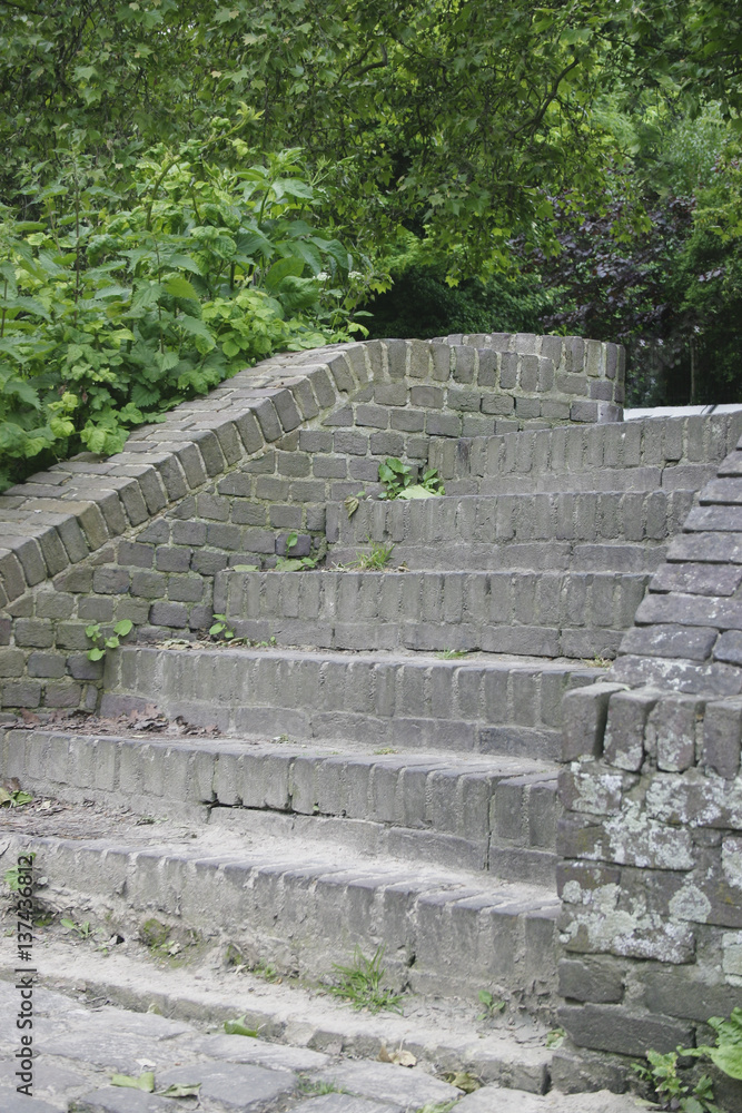 A bricks stairs in a park, Maastricht A bricks stairs in a park, Maastricht