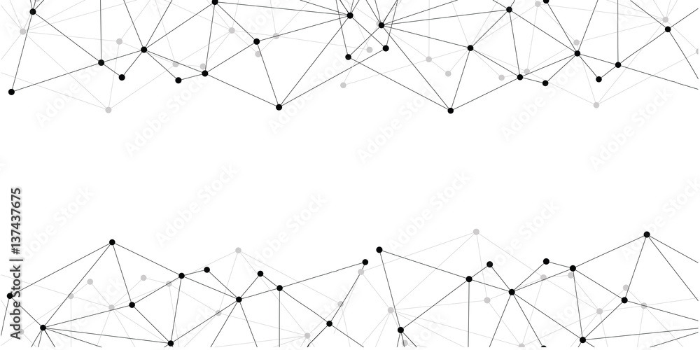 Technology concept slide for business presentation from black points of connection lines on white background. Abstract information background. IT-development conception. Neural connections