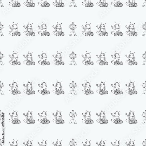 Robot doodles pattern.