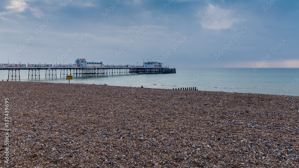 Worthing Pier and coast, West Sussex, England, UK Worthing Pier and coast, West Sussex, England, UK
