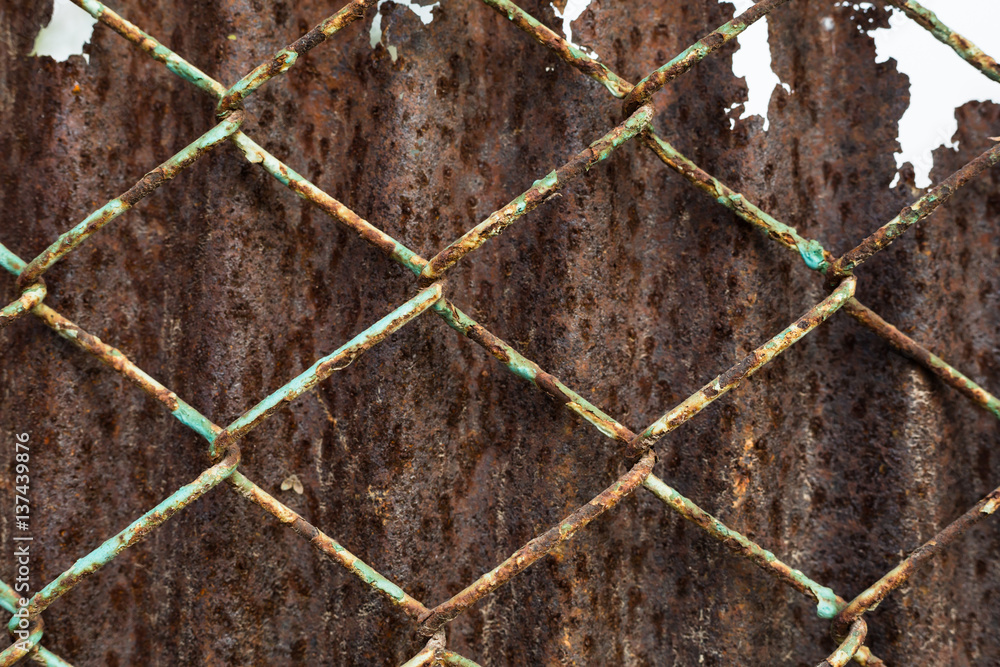 joined rusty metal wire with old zince roof joined rusty metal wire with old zince roof